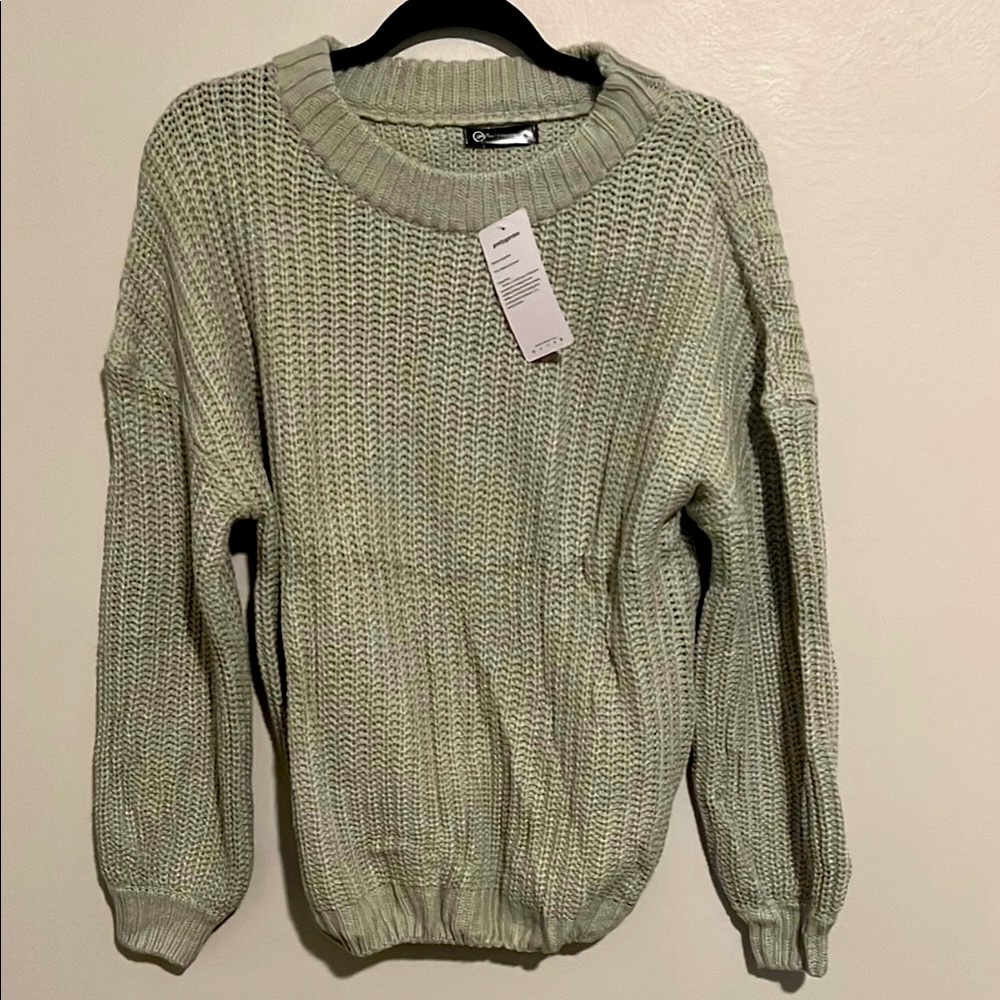 Cozy Knit Sweater in Light Sage Green